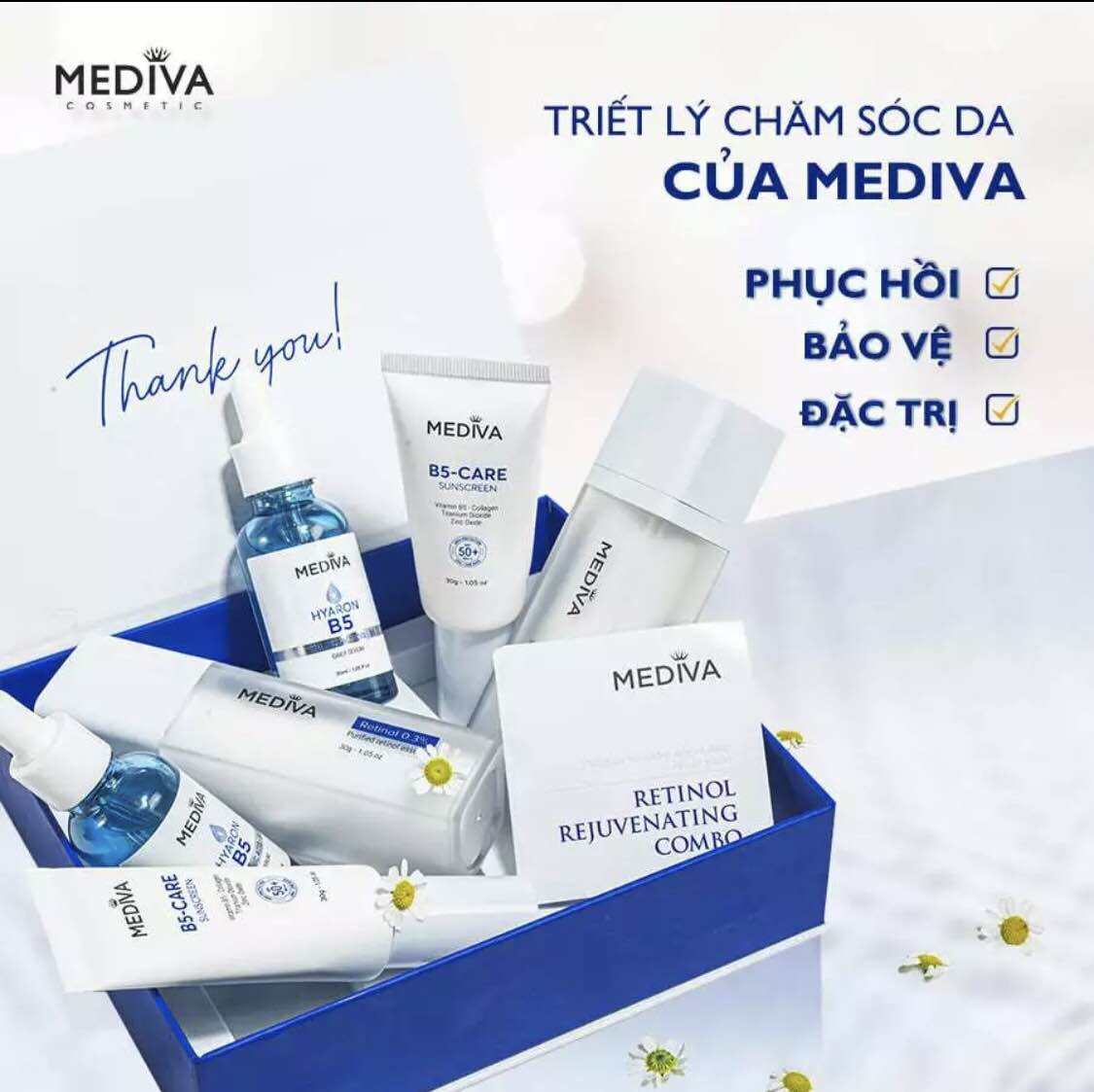Bộ 3 kem dưỡng Mediva chống lão hoá da chính hãng