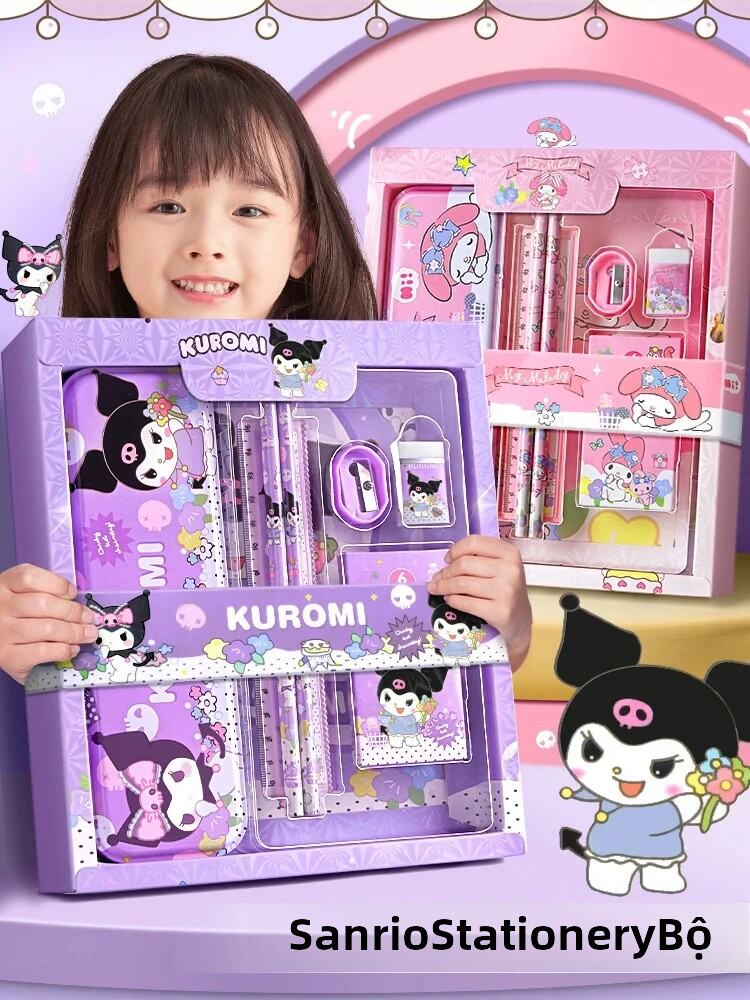 Sanrio Kuromi Giai Điệu Cinnamoroll 12 Món Đồ Dùng Học Tập Hộp Quà Tặng Kawaii Đồ Văn Phòng Phẩm Cho