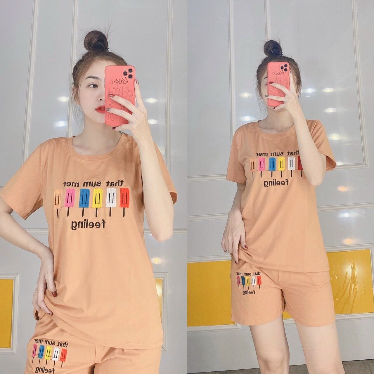 [HCM][CÓ BIGSIZE TỚI 85KG + KÈM ẢNH THẬT] Set bộ đồ bộ lửng mặc nhà thun cotton dễ thương