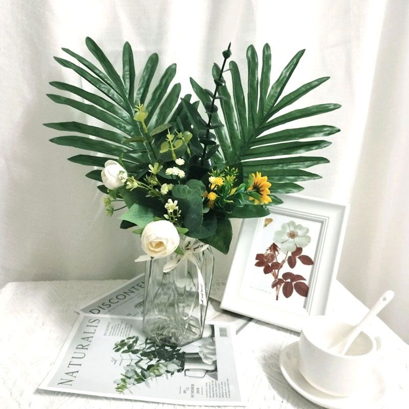 Cành lá vạn tuế cành cọ lá giả trang trí cổng cưới cắm hoa lụa decor nhà cửa quán cafe...