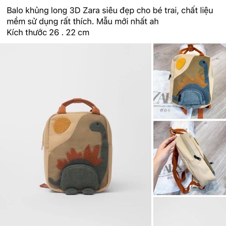 Balo khủng long 3D cho bé trai,bé gái ( chất mềm ,đẹp)