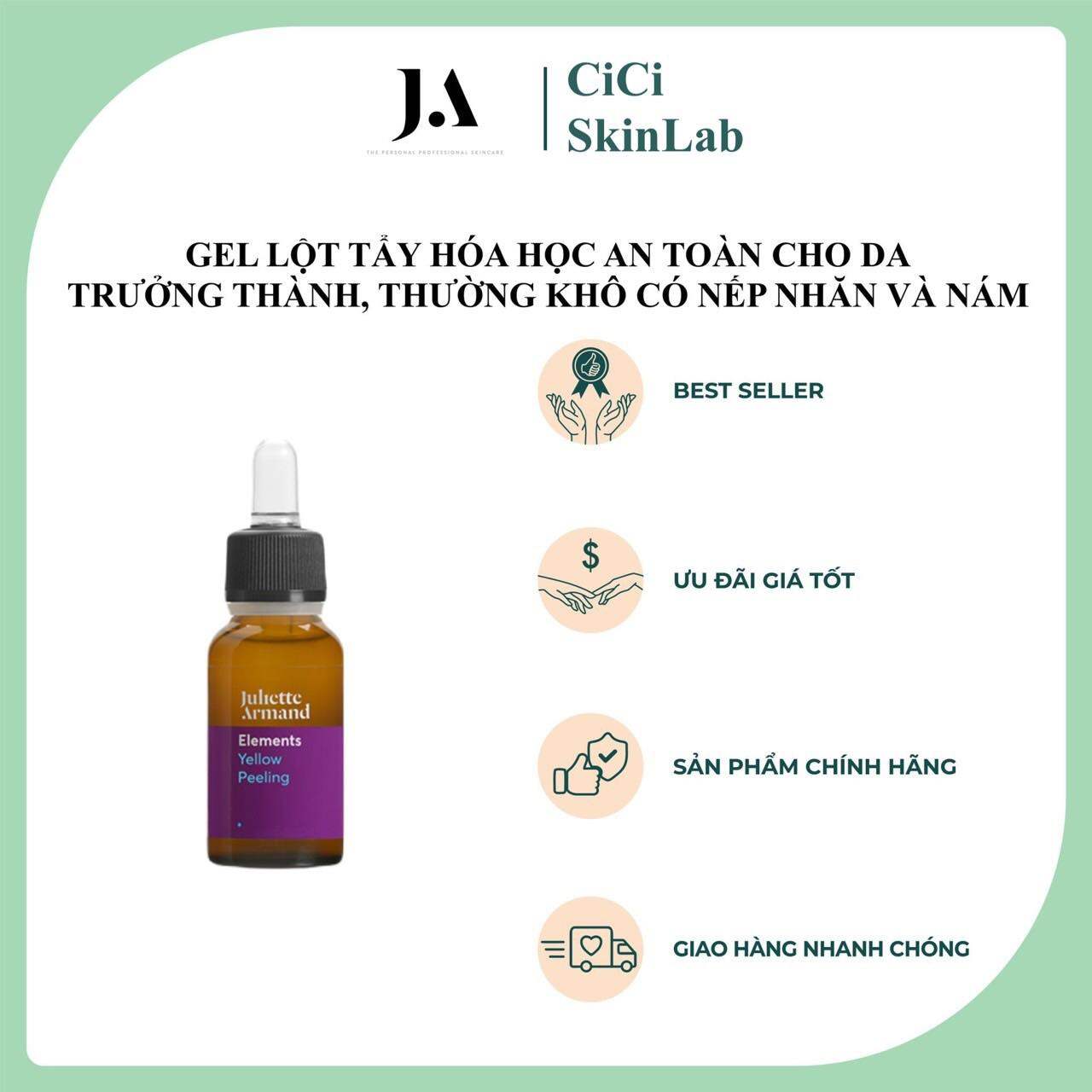 Gel lột tẩy hóa học an toàn Juliette Armand Yellow Peeling 10ml