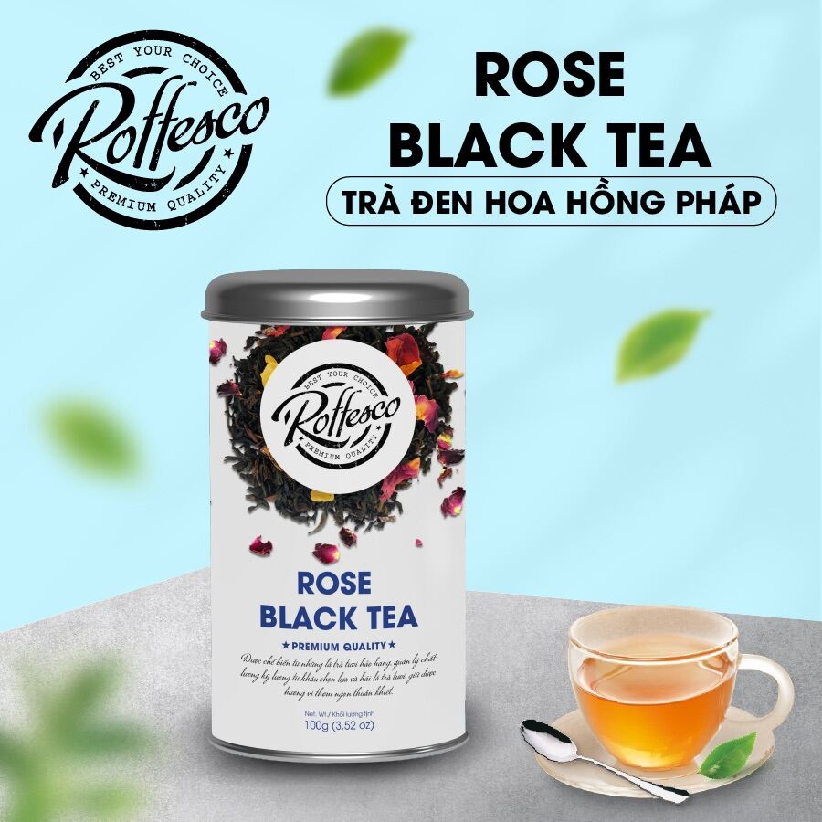 Trà Đen Hoa Hồng Pháp Organic ROFFESCO ROSE BLACK TEA Đẹp Da Tốt Sức Khoẻ