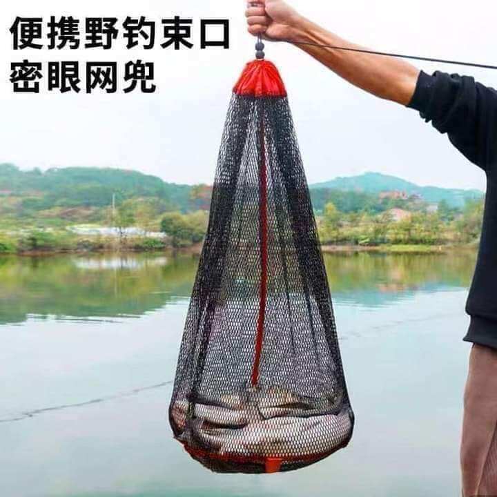 Túi lưới đựng cá nhỏ gọn, gấp gọn tiện lợi kèm túi đựng
