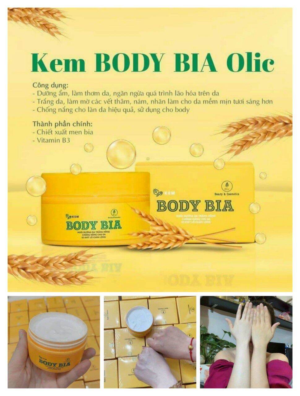 (Tặng 1 Đá Kì Tẩy Da Chết)Kem Body Men Bia Olic(Hàng Chính Hãng)