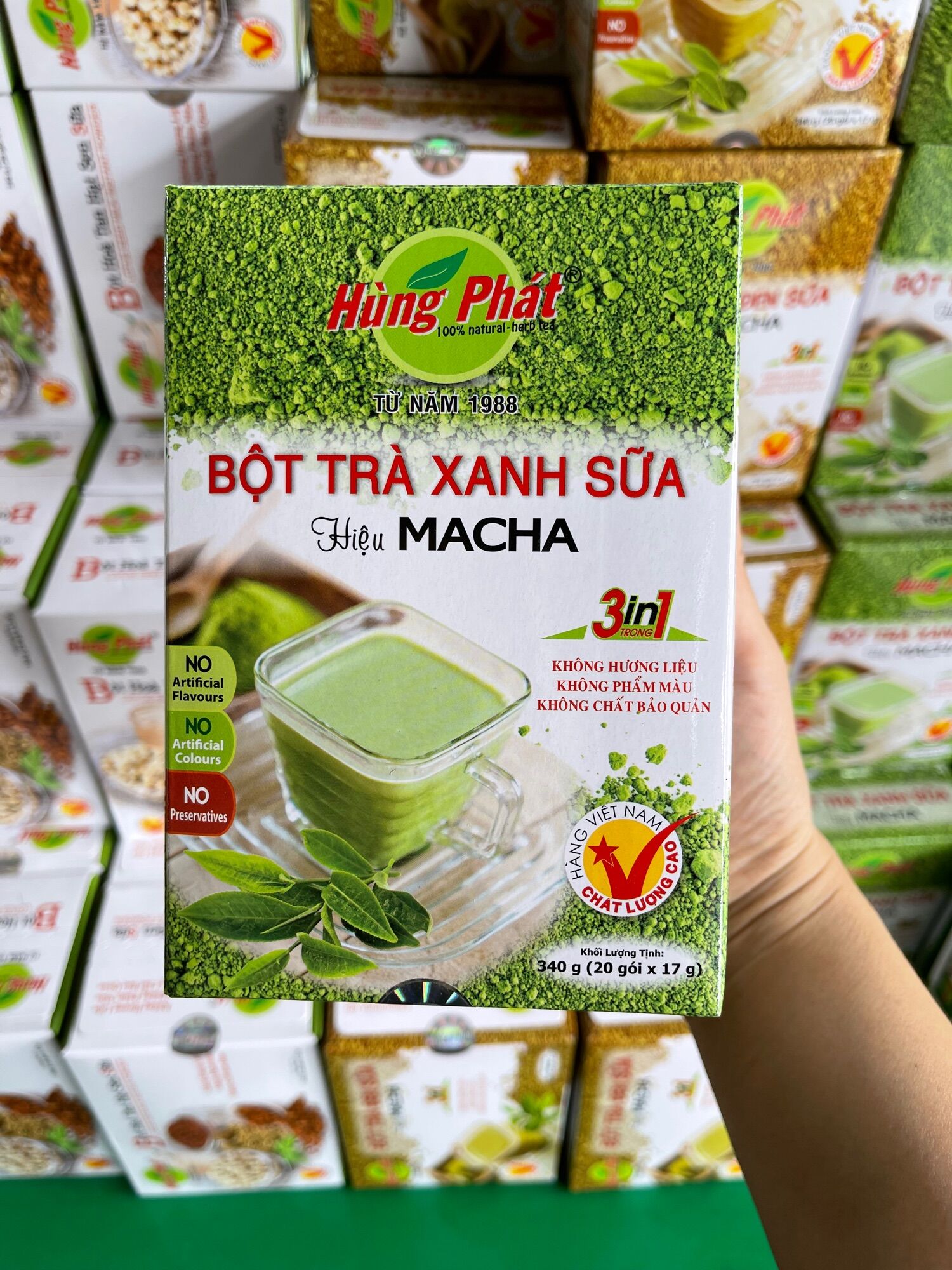 Bột trà xanh sữa Hùng Phát 340gr