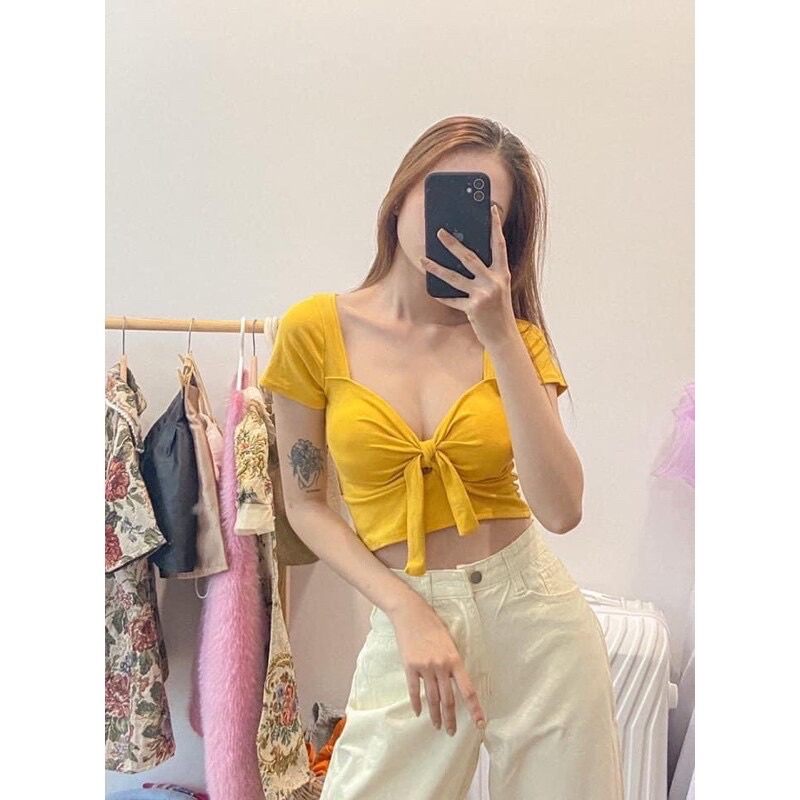 Áo Cột Nơ Ngực Croptop Có mút ngực