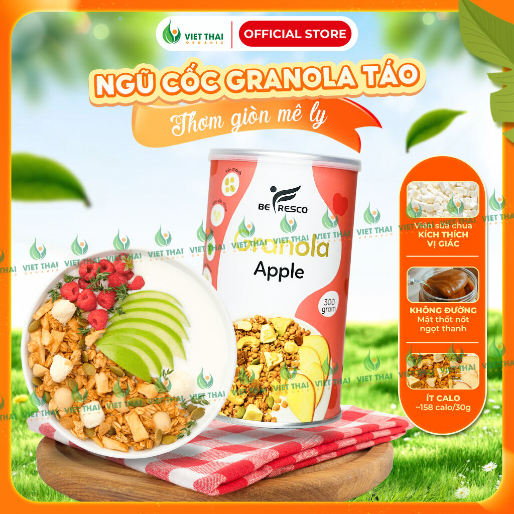 Ngũ Cốc Táo Hoa Quả Trái Cây Mix Sữa Chua Sấy Khô Ăn Kiêng Giảm Cân Ăn Sáng (300G) - Việt Thái Organic