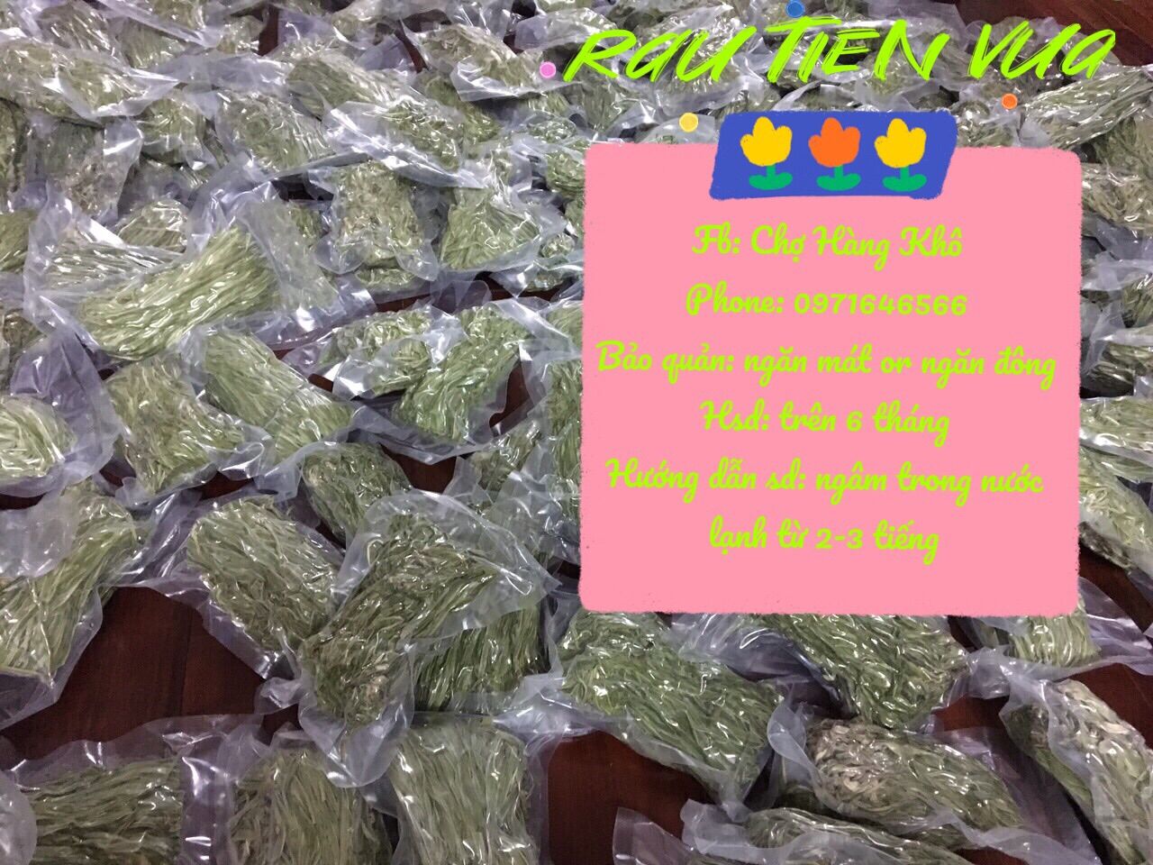 100G Rau tiến vua khô loại 1 giòn non đóng gói hút chân không