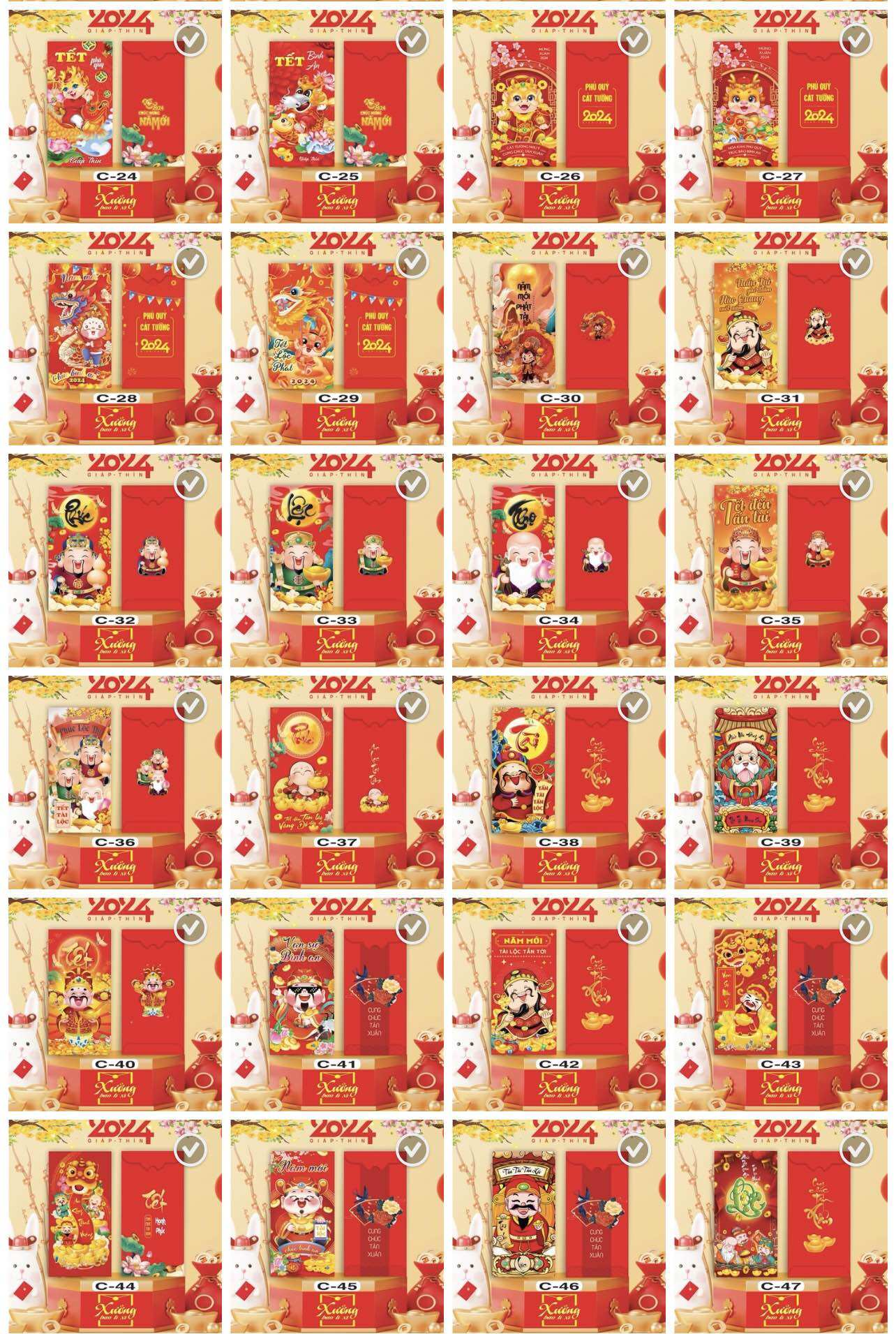 Xấp 10 bao lì xì năm mới 2024 xịn