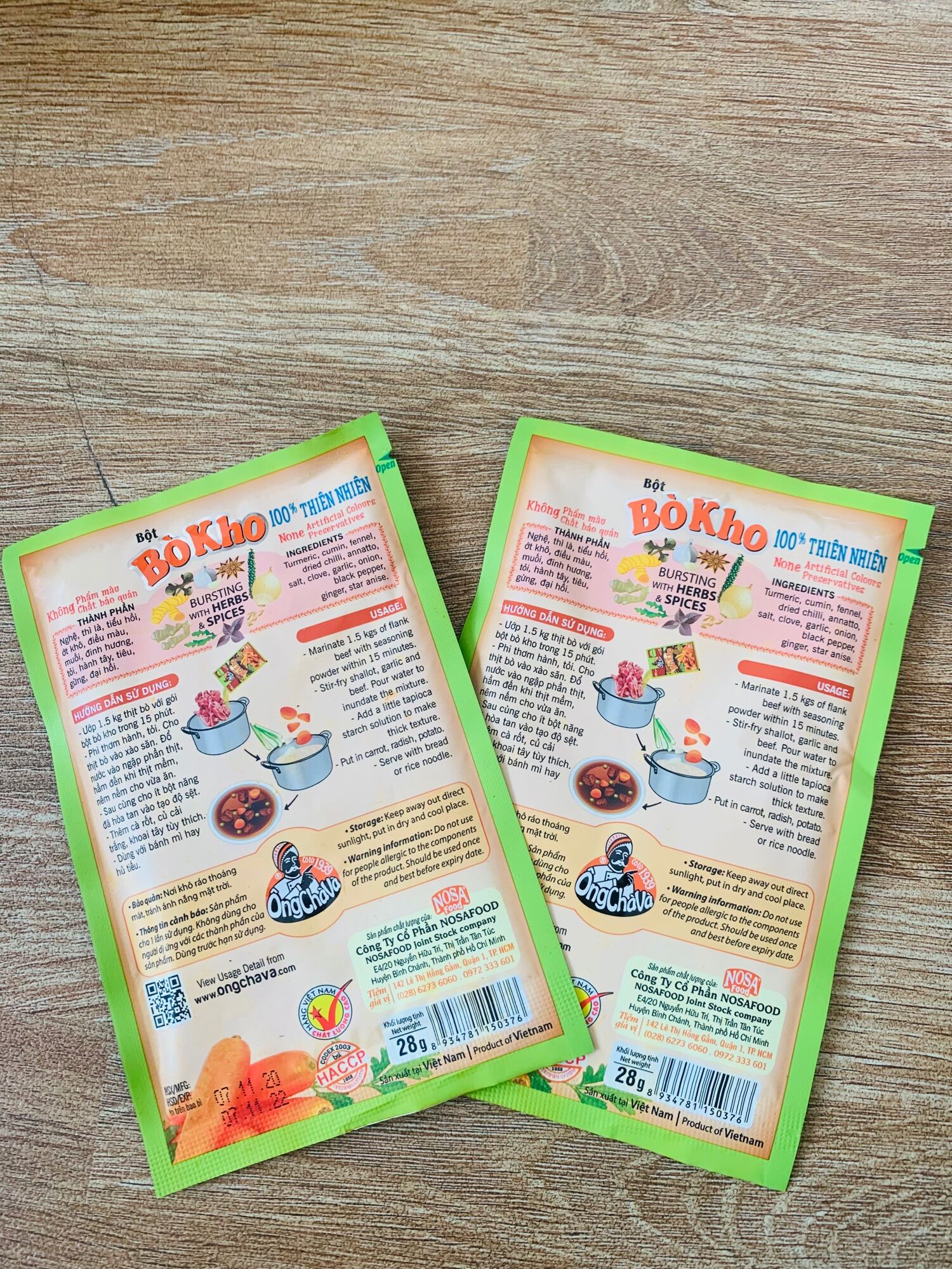 Com Bo gói gia vị Bò Kho 28gr Ocv ( giá Km 3 ngày)