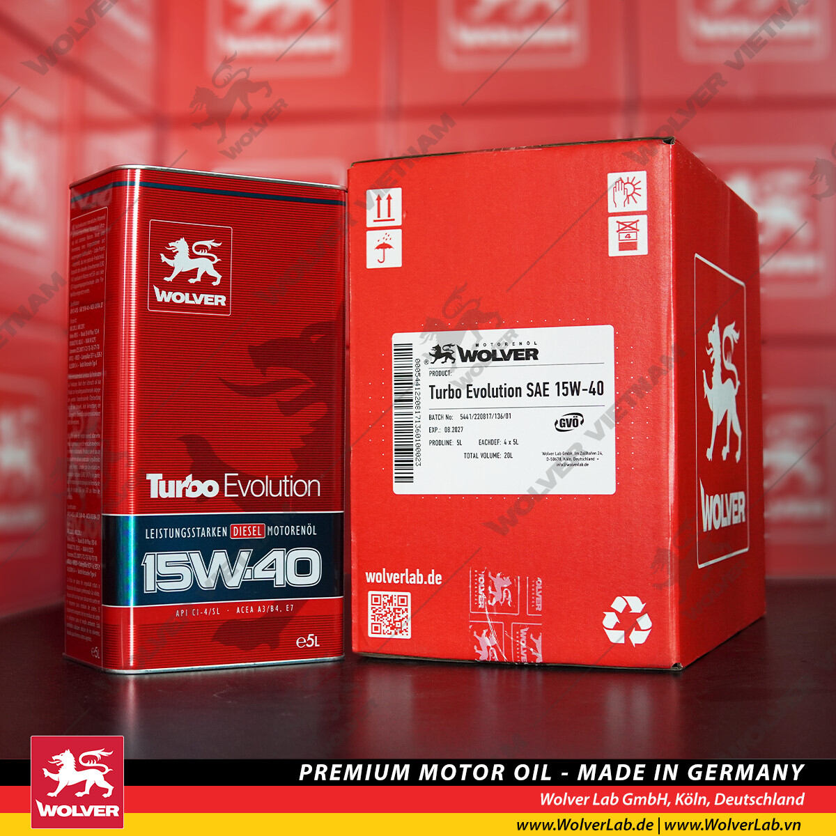 Dầu nhớt xe tải Wolver Turbo Evolution 15W-40 Ci-4 5L
