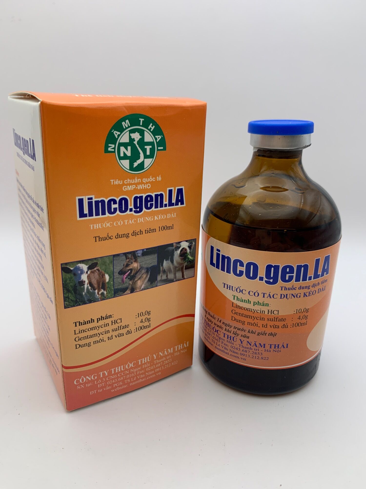 Linco.gen.LA - sưng phù đầu, viêm phổi, thương hàn, hen, sổ mũi...trên gia cầm, gia súc, chó mèo