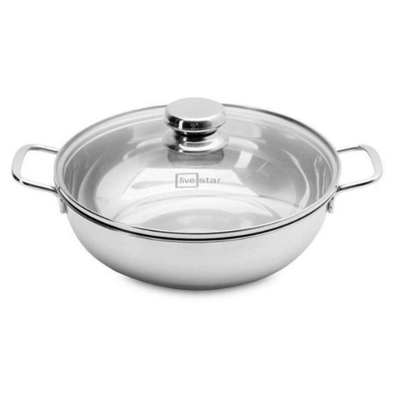 Nồi lẩu inox 3 đáy five star 26cm, 28cm sử dụng cho tất cả các loại bếp