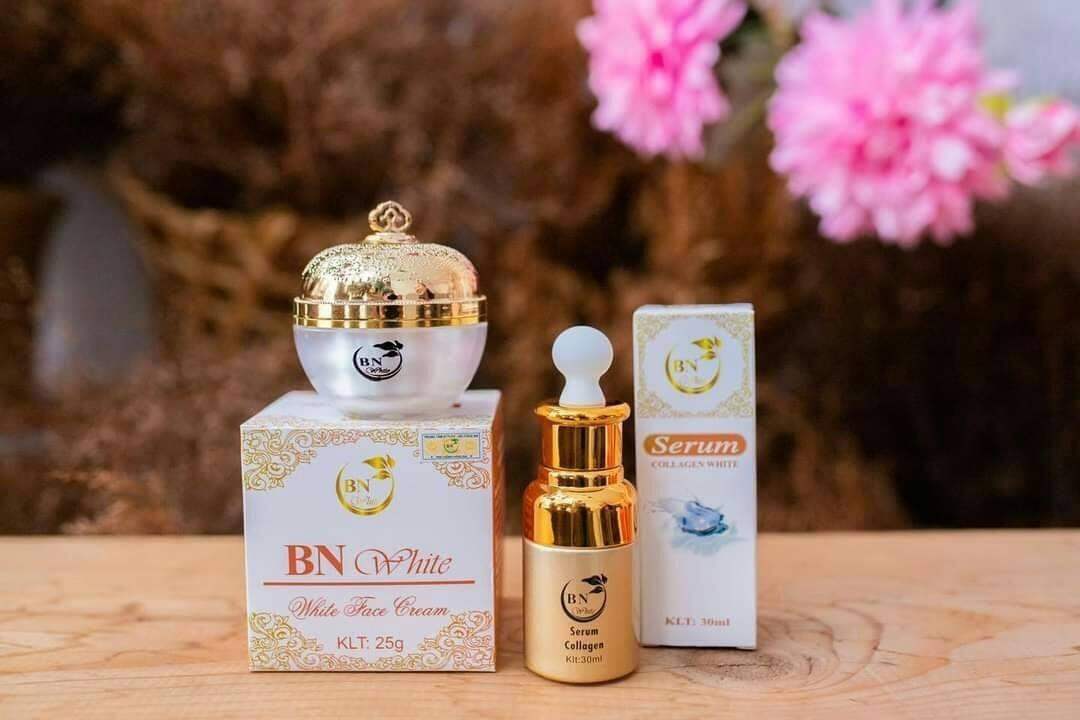 Combo mỹ phẩm BN WHITE gồm Kem Face + Serum đẩy lùi nám, mụn, tàn nhang đem lại làn da trắng đẹp, độ chống nắng cao