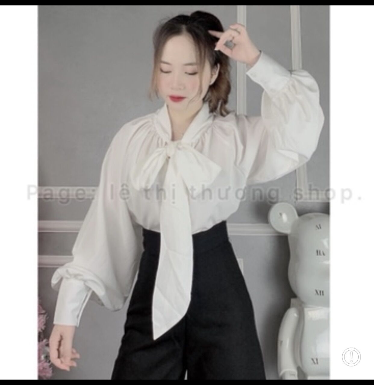 Set Bộ Quần Suông + Áo Kiểu Cột Nơ Tiểu Thư