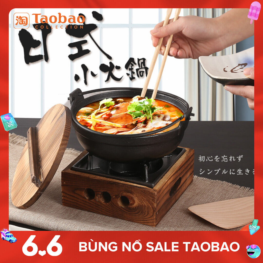 Dụng Cụ Nồi Nồi Lẩu Sushi Kiểu Nhật Bếp Cồn Nồi Lẩu Nhỏ Gang Nồi Nấu Khô Thương Mại Hai Người Một Người Bộ Nồi Cồn Gia Dụng