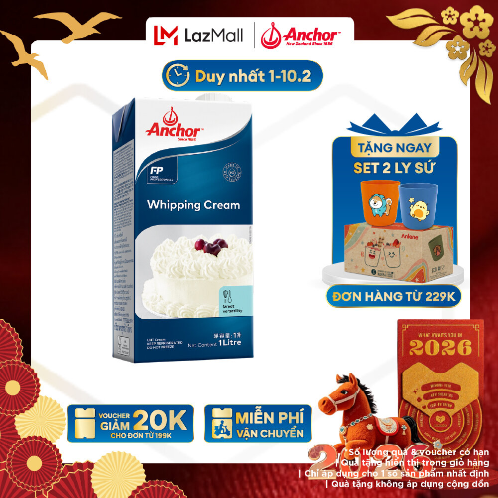 [GIAO HÀNG HỎA TỐC - HCM] Kem Sữa Tươi Tiệt Trùng Anchor Whipping Cream Hộp 1 Lít