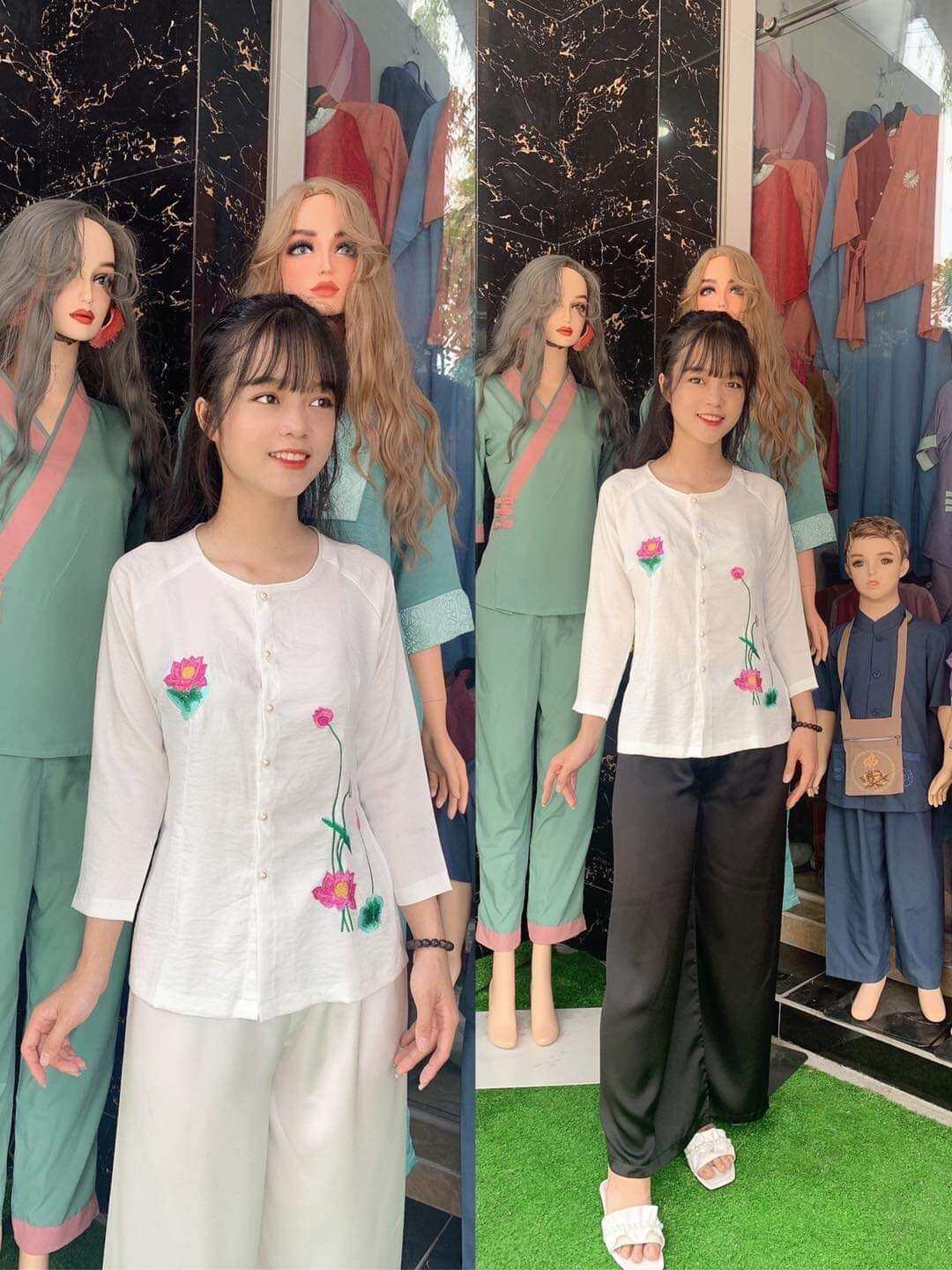 bà ba vải lụa đi chùa#bà ba