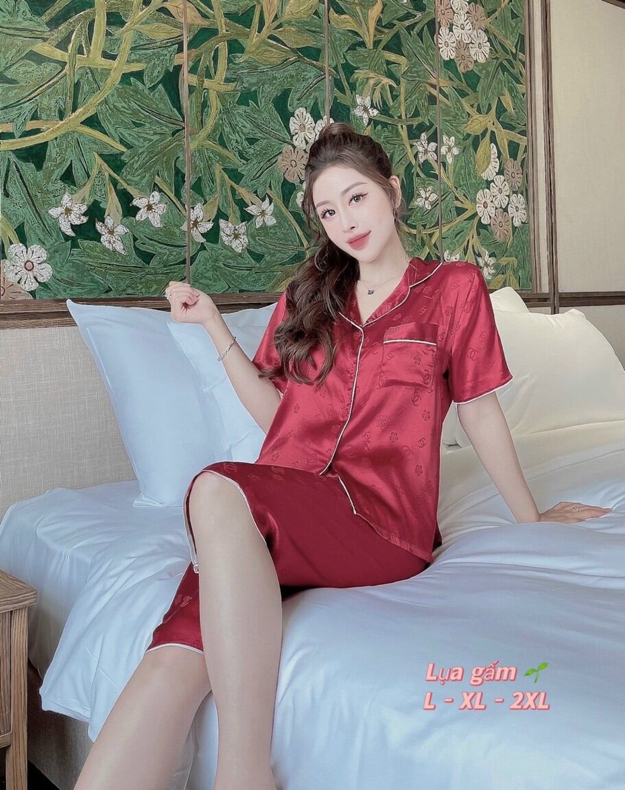 Đồ Bộ Mặc Nhà Pyjama Nữ Lụa Gấm Lửng Hàng Có Size