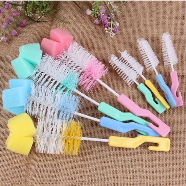 Bộ 2 cọ rửa bình sữa dụng cụ cọ cốc sợi cước siêu sạch