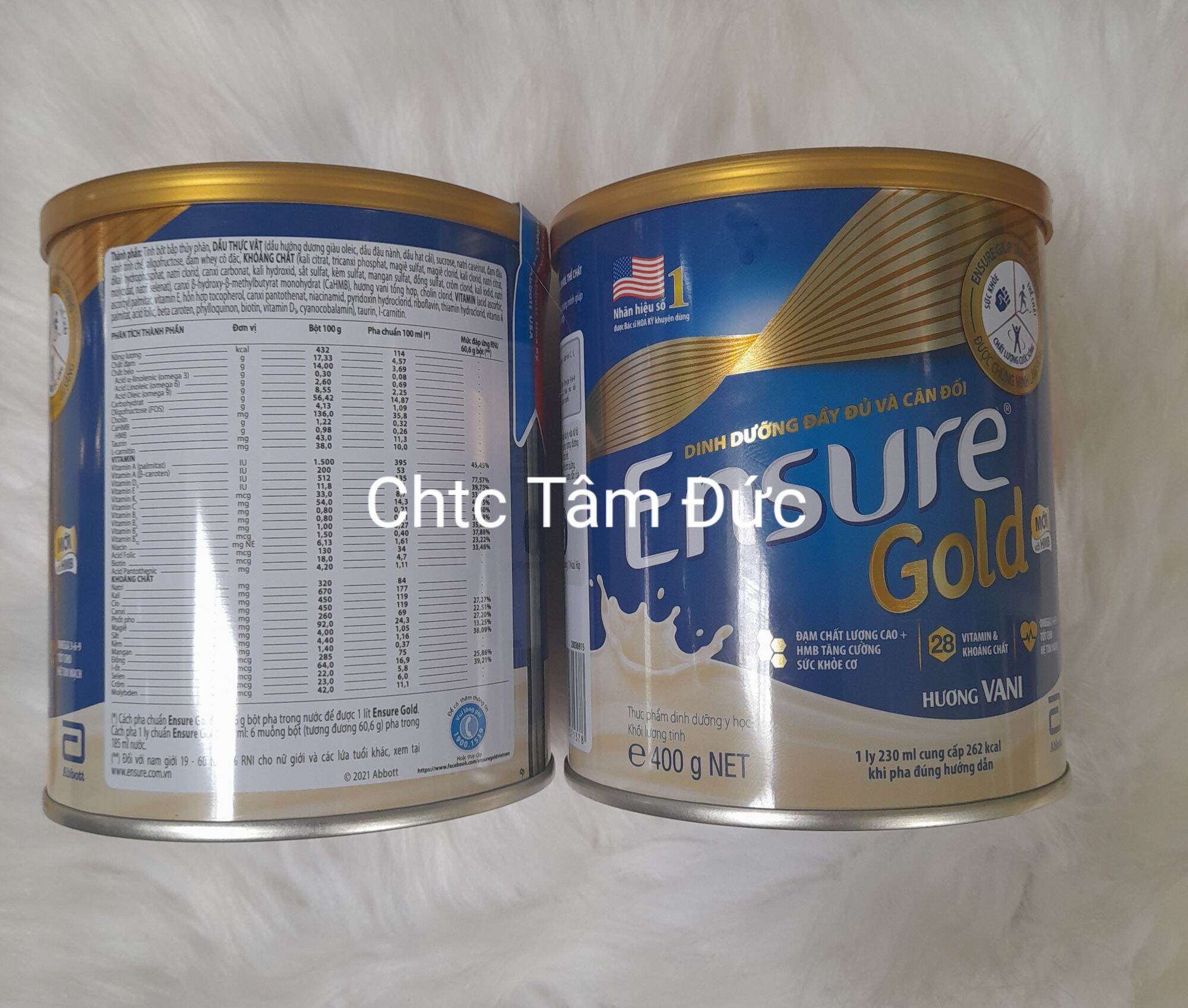 Lon sữa 400g Ensure gold hương Vani Abott