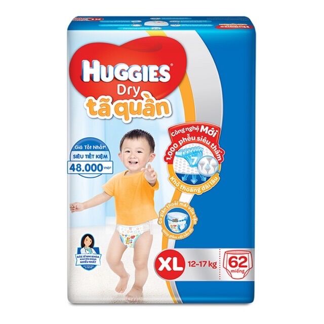 Tã quần Huggies size XL62 miếng