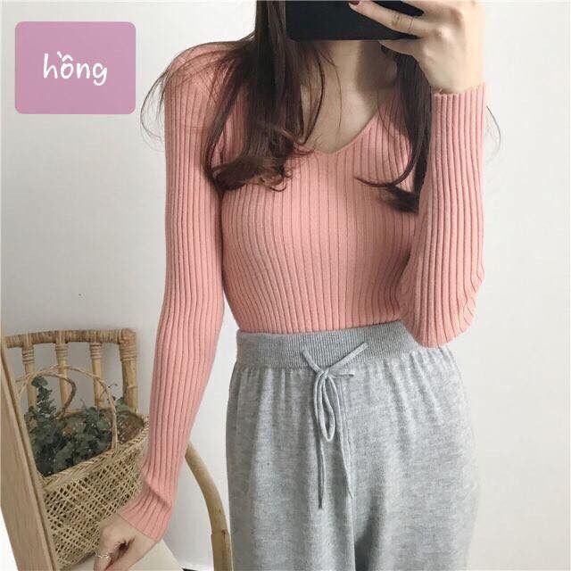 Áo len lông cừu thiết kế cổ tim-Loại 1