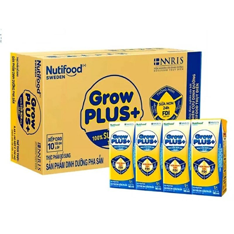 Thùng 48 hộp pha sẵn grow plus vàng nutifood 180ml