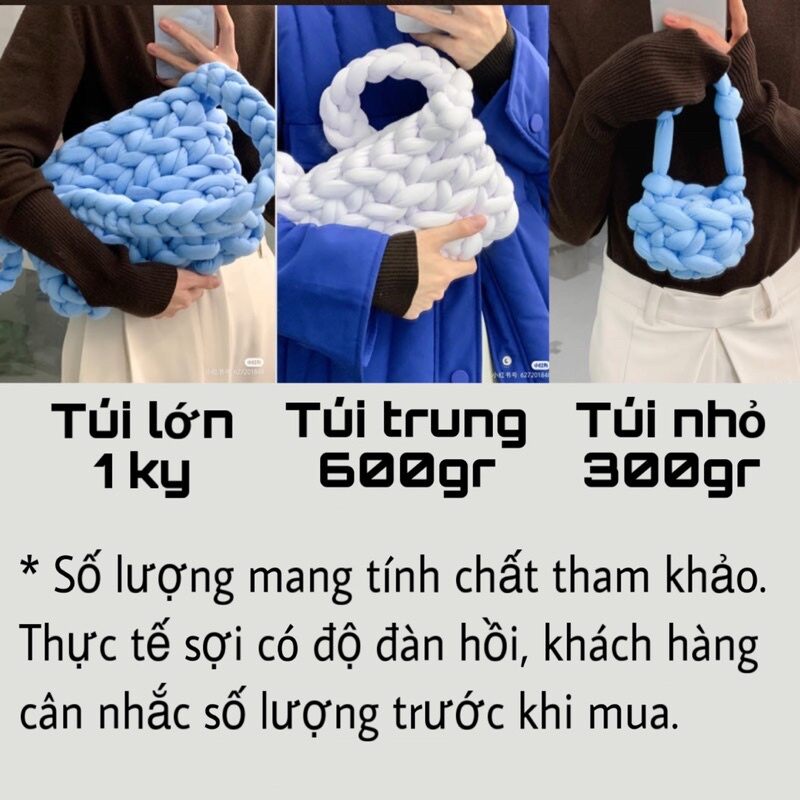 Len Khổng Lồ Chunky Đan Móc Chăn Thảm, Túi Xách, Nôi...