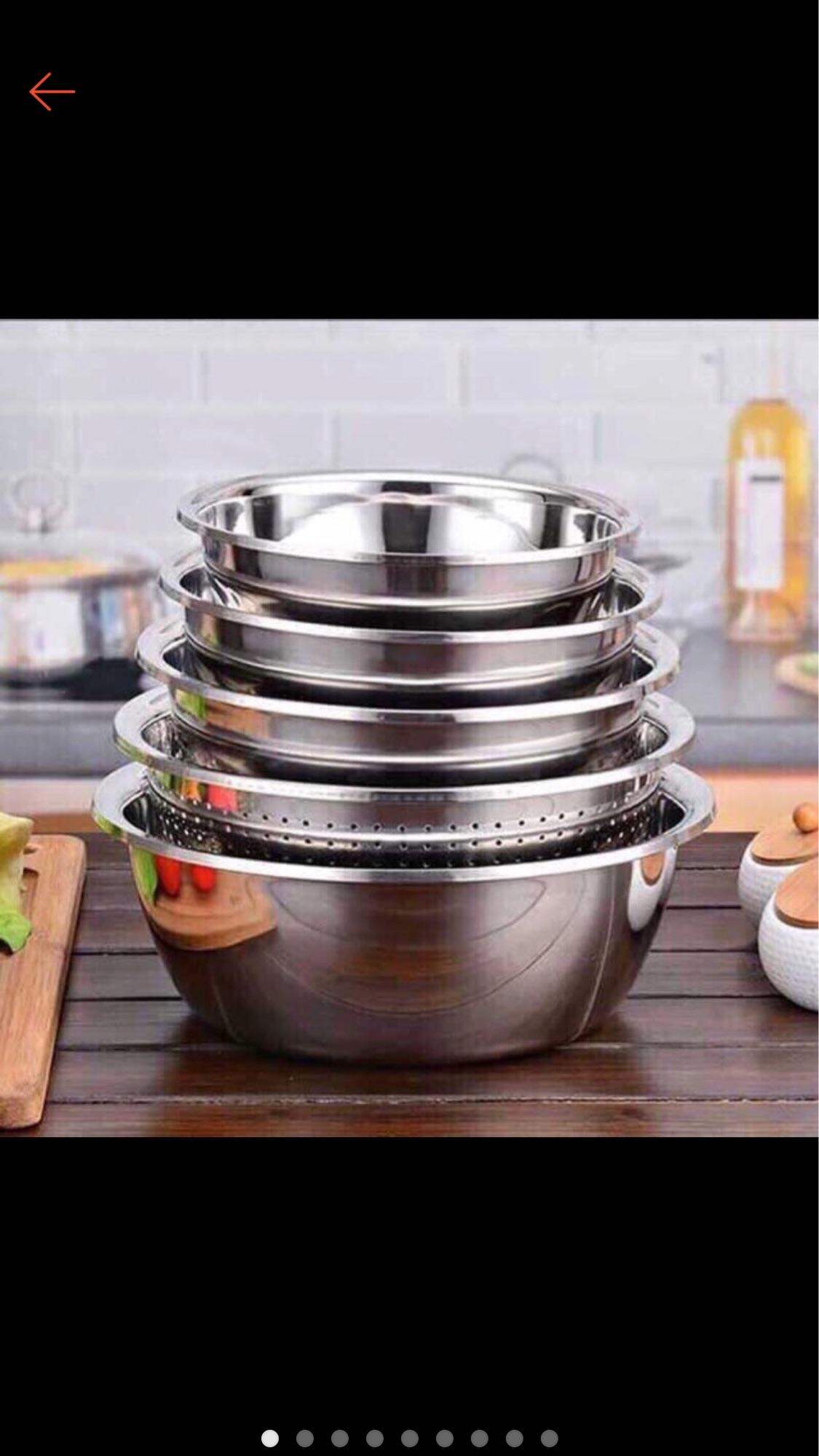 Bộ 5 tô chậu rổ inox 18-26cm, nhiều kích cỡ đa dạng, 1 rổ + 4 chậu inox, an toàn, dễ sử dụng