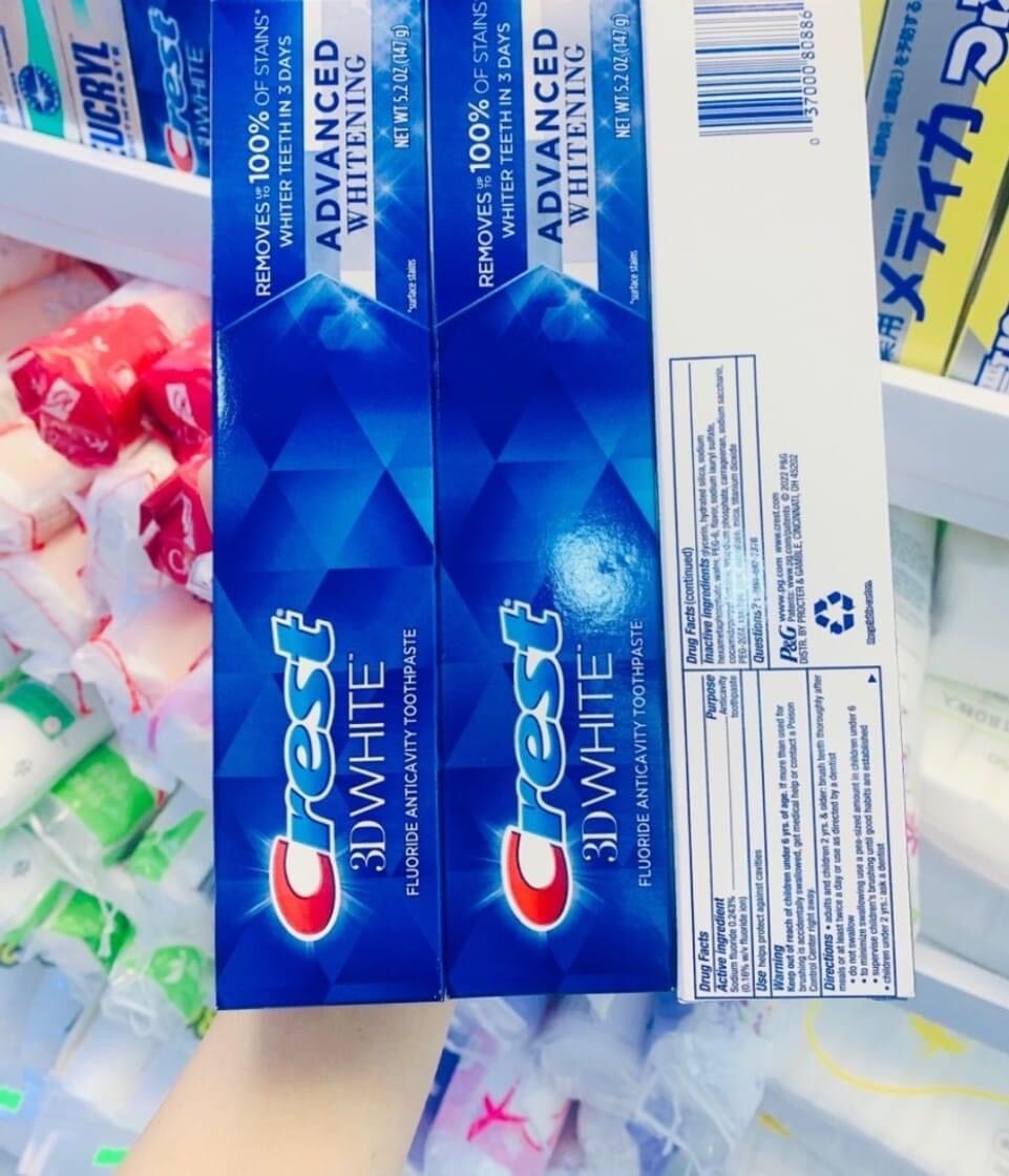 Kem đánh răng Crest 3D White ADVANCED Whitening 147gr mẫu mới- Mỹ