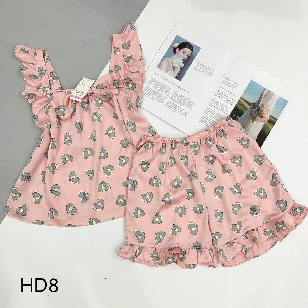 bộ lụa satin đùi cánh tiên cao cấp có size