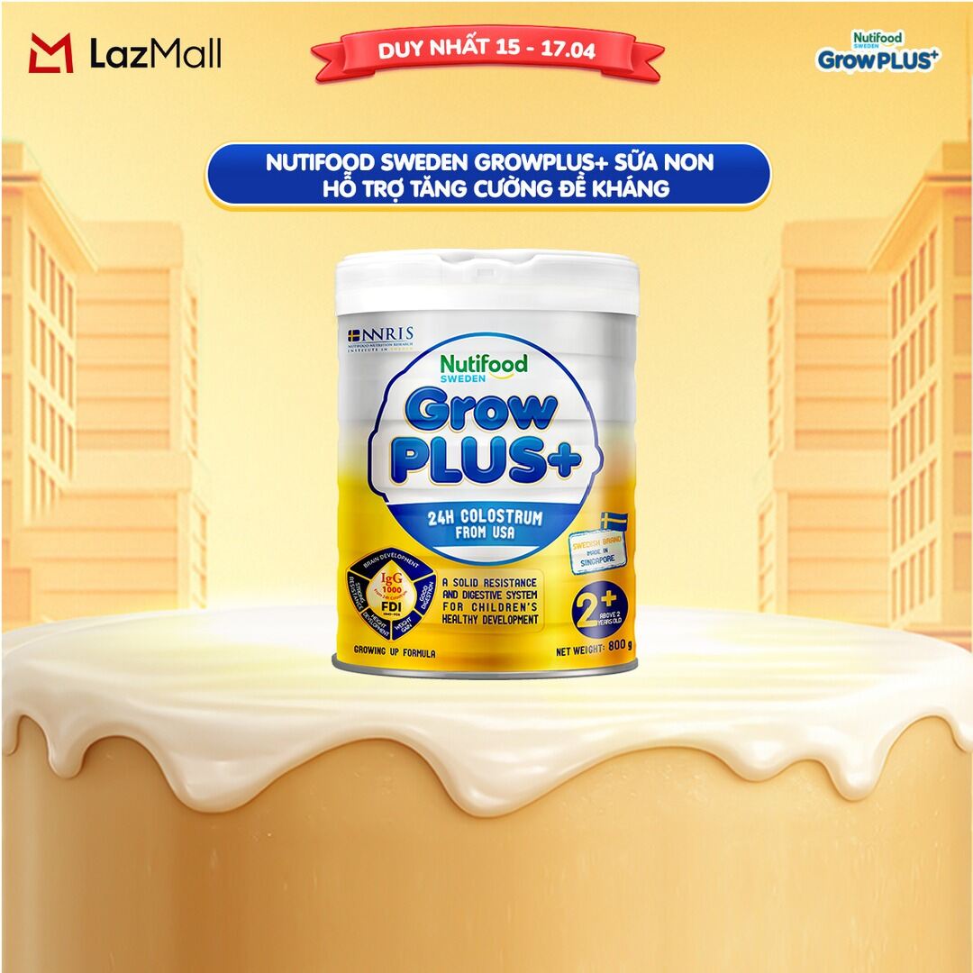 Sữa bột Nutifood GrowPLUS+ Sữa Non 2+ 24h - Hỗ Trợ Tăng Cường Đề Kháng (Lon 800g)