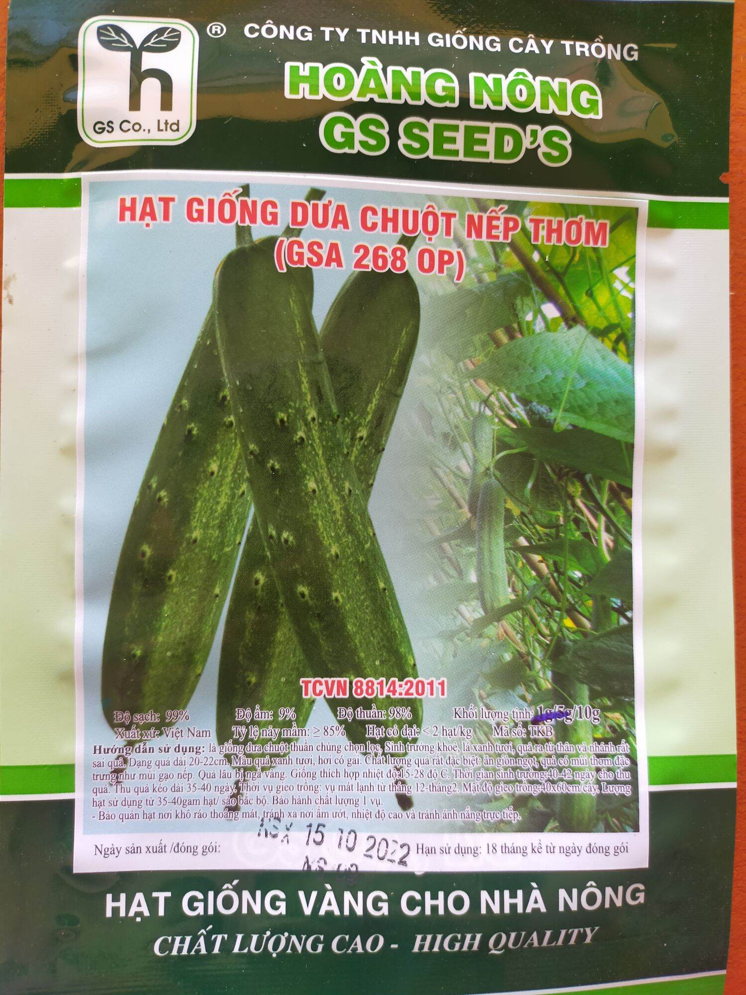 Hạt giống dưa chuột nếp thơm 10g