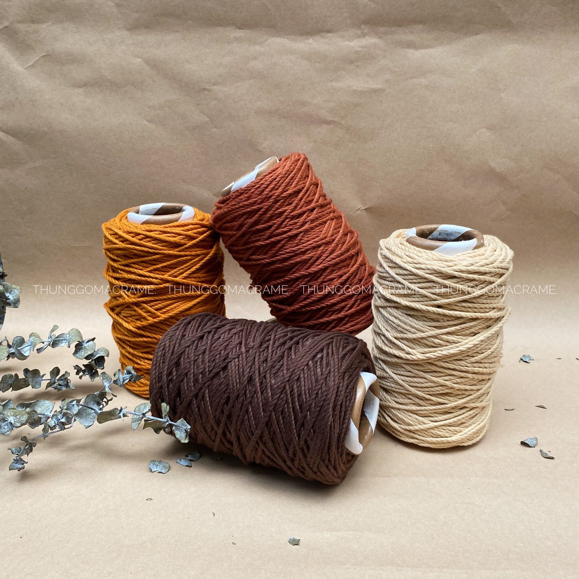 Dây thừng macrame màu Cam cháy 3mm 5mm