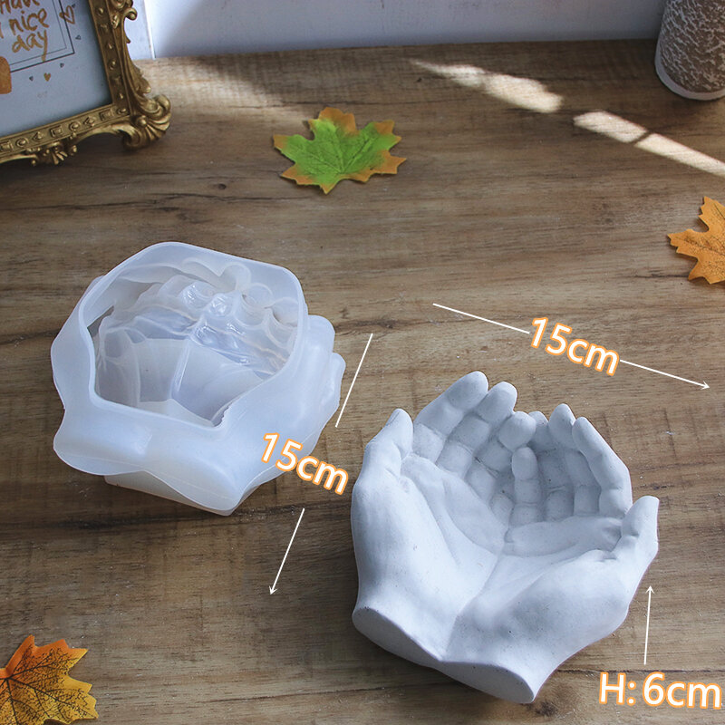 Khuôn nhựa silicon bê tông 3d khuôn tay hình dạng khay chậu hoa xi măng khay trang sức thạch cao khuôn silicon gạt tàn