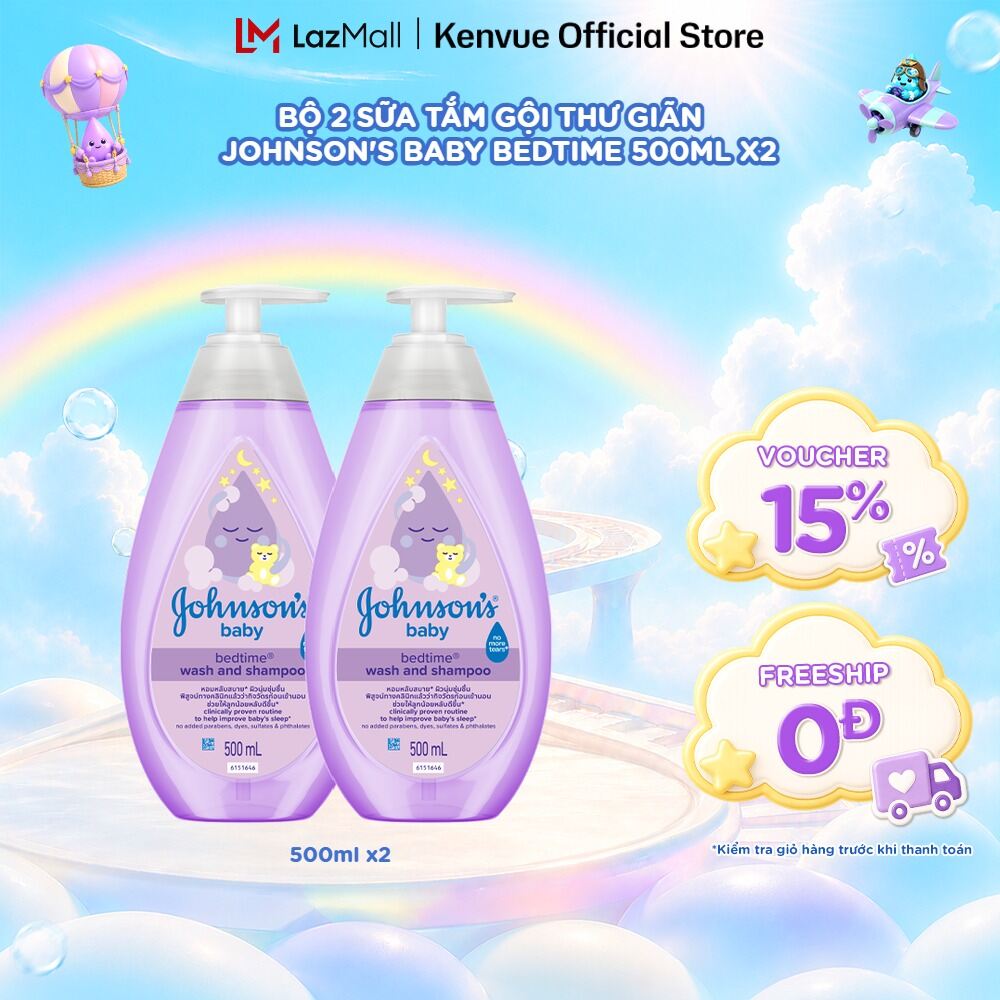 Combo 2 Sữa Tắm Gội Thư Giãn Johnsons Baby Bedtime 500mlx2