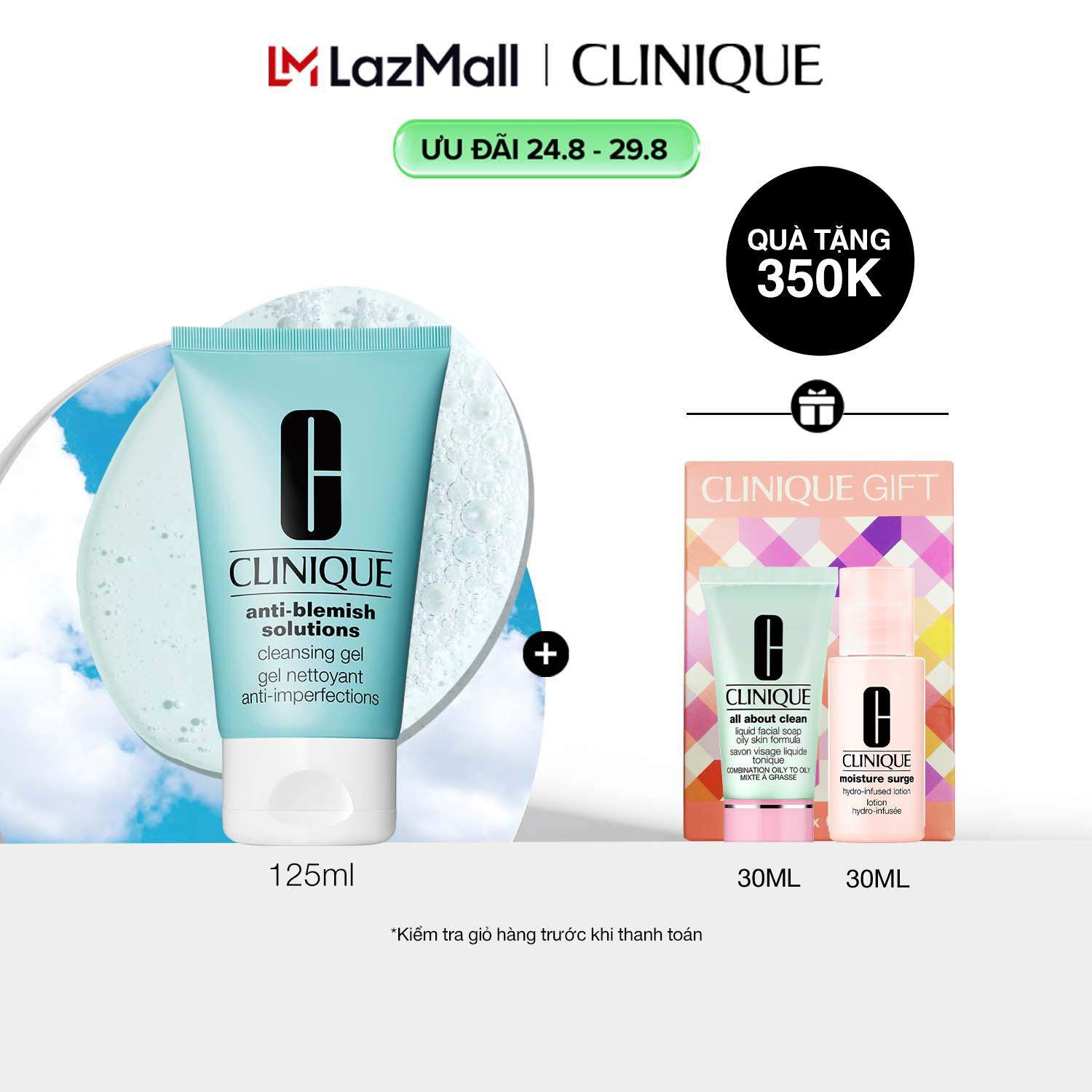 Gel rửa mặt giảm mụn làm dịu da tức thì Clinique Anti-Blemish Solutions Cleansing Gel 125ml