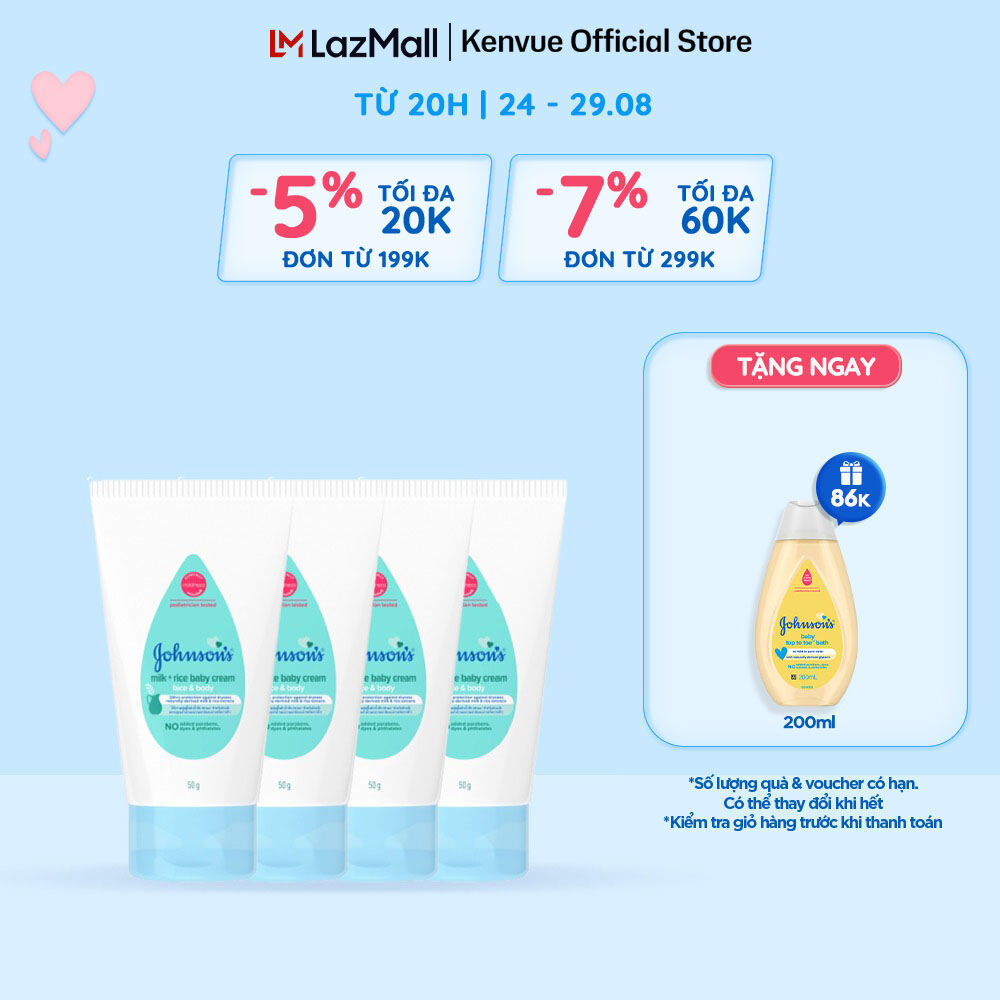 Combo 4 kem dưỡng da chứa sữa & gạo milk & rice baby cream 50g
