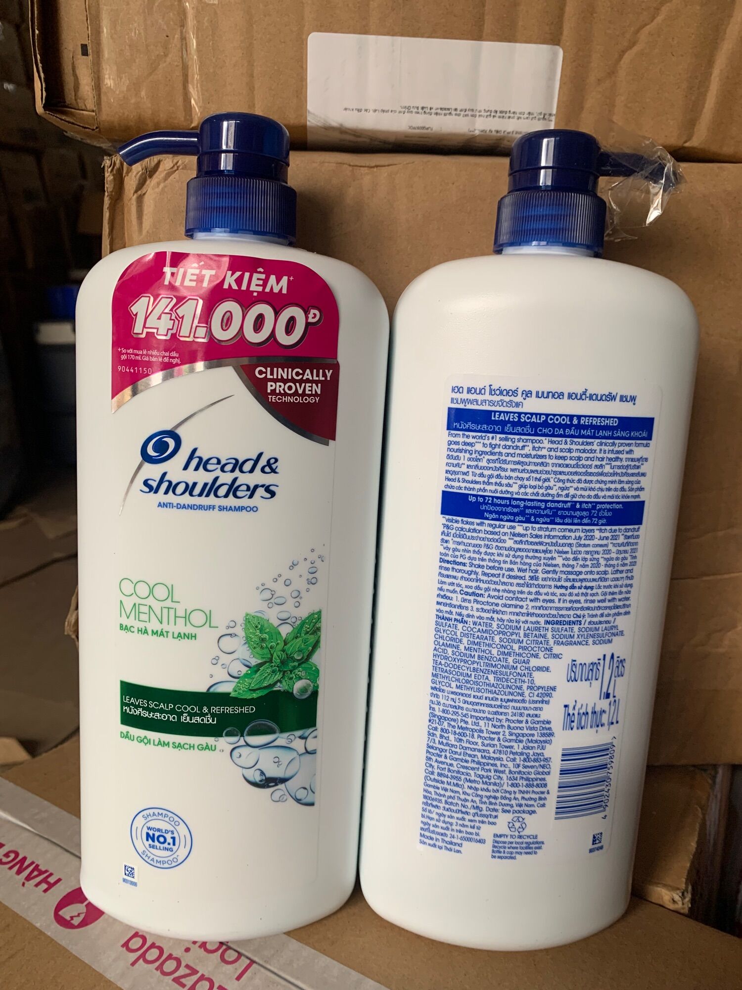 Dầu gội head&shoulders mát lạnh bạc hà chai 1200ml