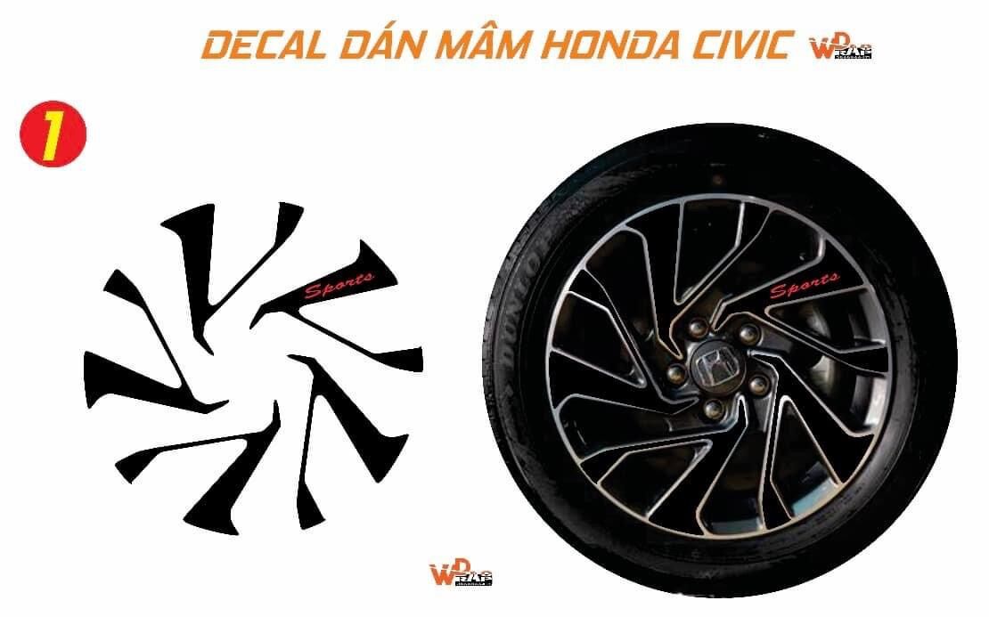 Bộ decal dán mâm Civic
