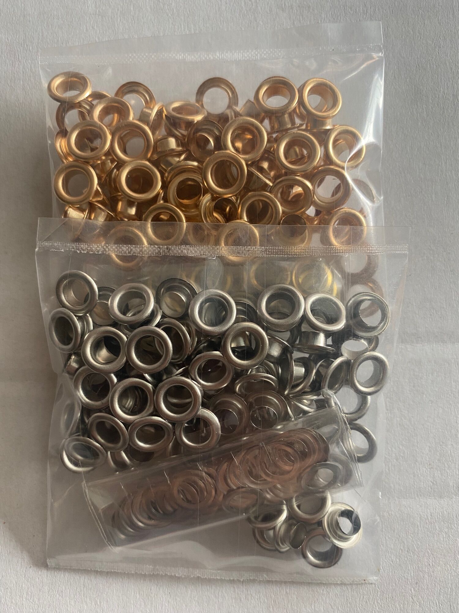 Gói 100 khoen ure, mắt cáo size 5li,6li,8li,10li,12li loại không gỉ sét