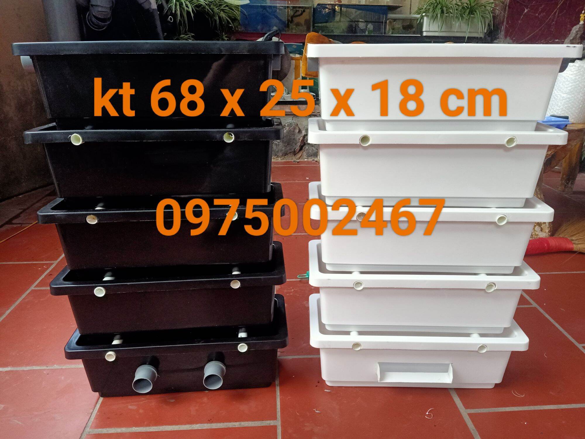 Baki lọc dàn mưa . lọc hồ cá , bể cá gồm ống mưa kích thước 68 x 25 x 18