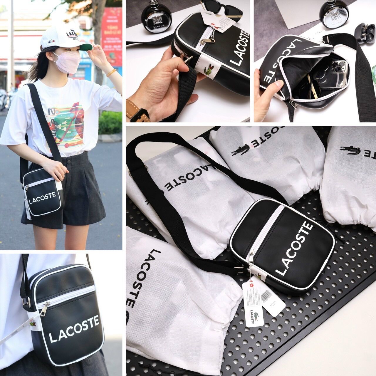 Túi da đeo chéo Cá Sấu unisex cho Nam Nữ