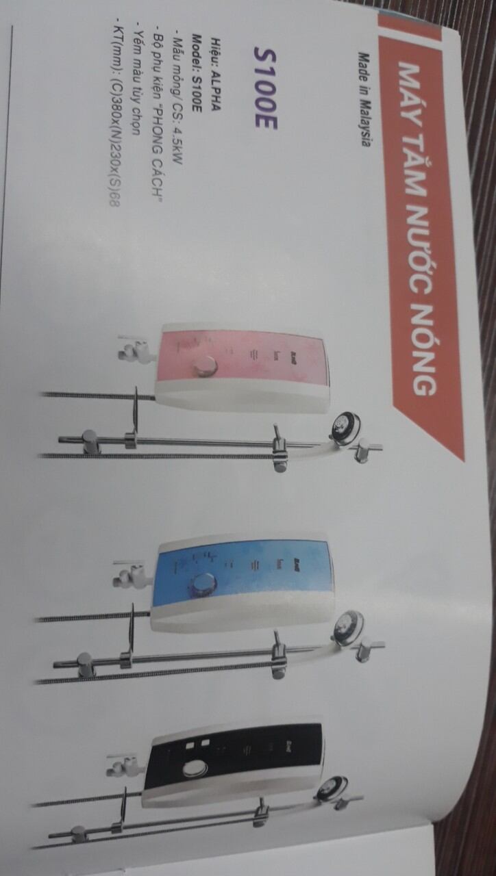 Máy tắm nước nóng nhập khẩu malaysia alpha S100E