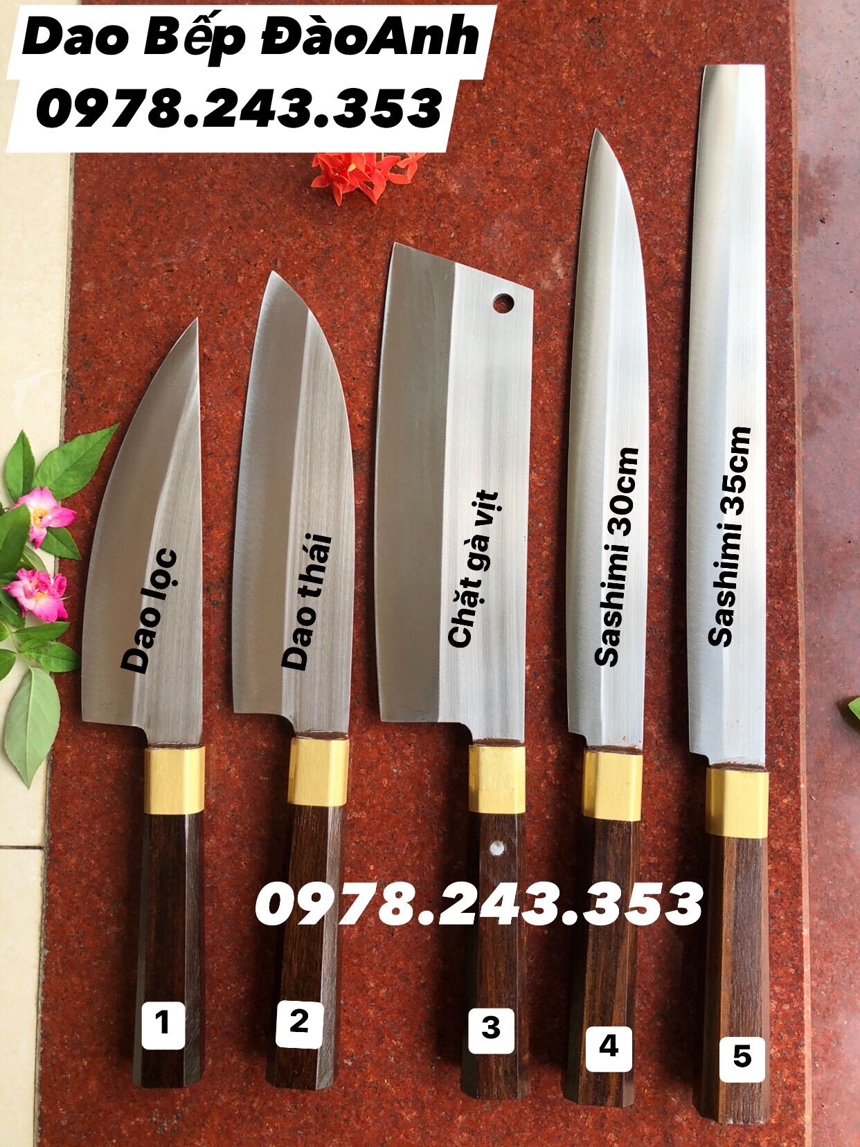 Dao sashimi nhọn thái lát cá hồi