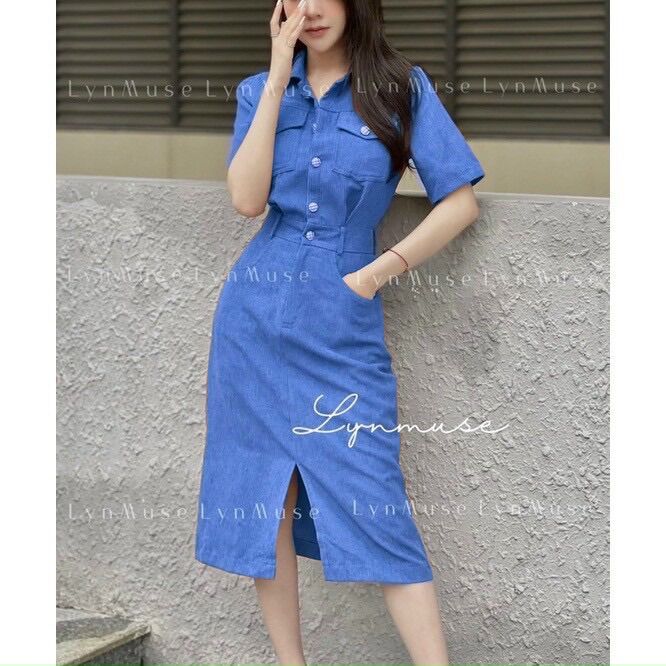 (D289 SHOP TÁO ĐỎ BIGSIZE 50KG ĐẾN 90KG) đầm sơ mi nhung tăm dáng dài
