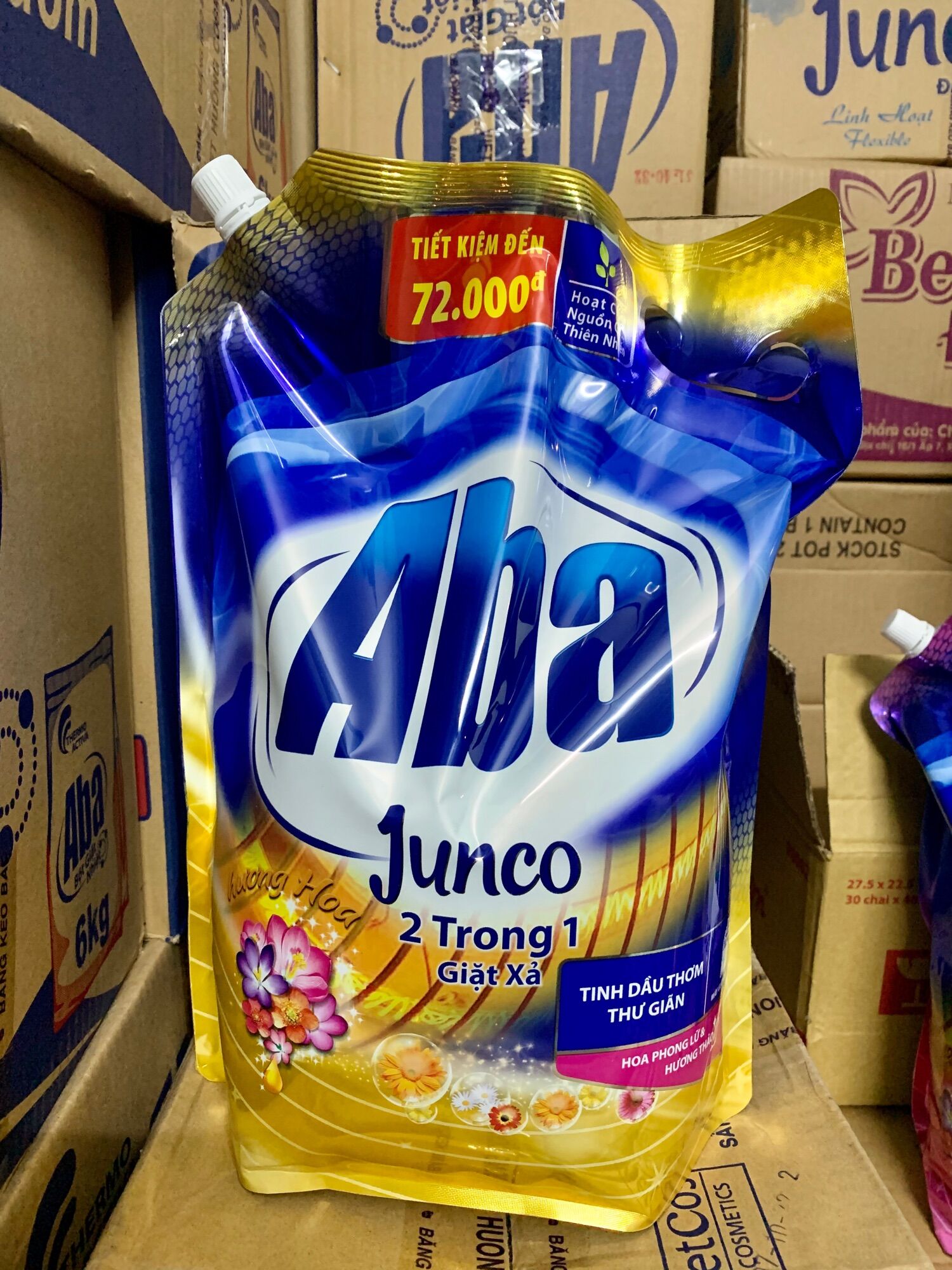 Nước giặt Aba túi 2in1 3,6kg màu vàng