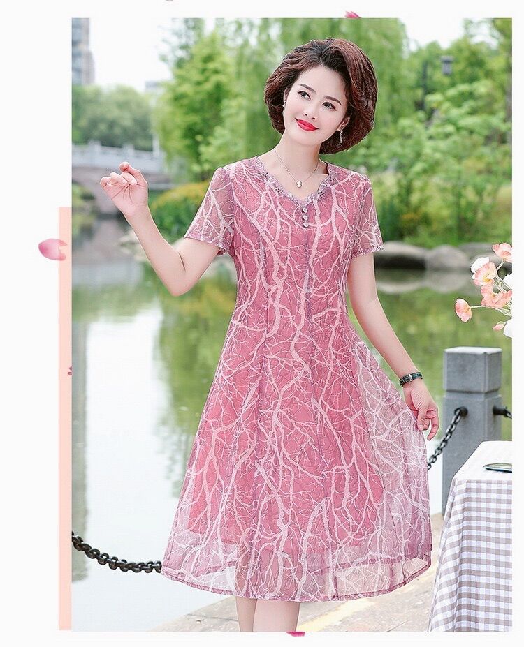 [HCM]Đầm trung niên dự tiệc chất Voan